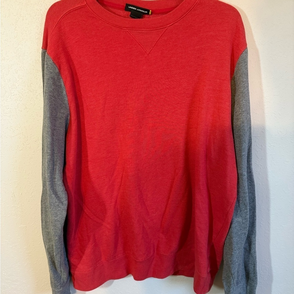 Men’s L Red/Gray Under Armour Athletic Casual Long Sleeve Sweatshirt